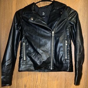 Art Class Black Faux Leather Jacket with Silver Accents